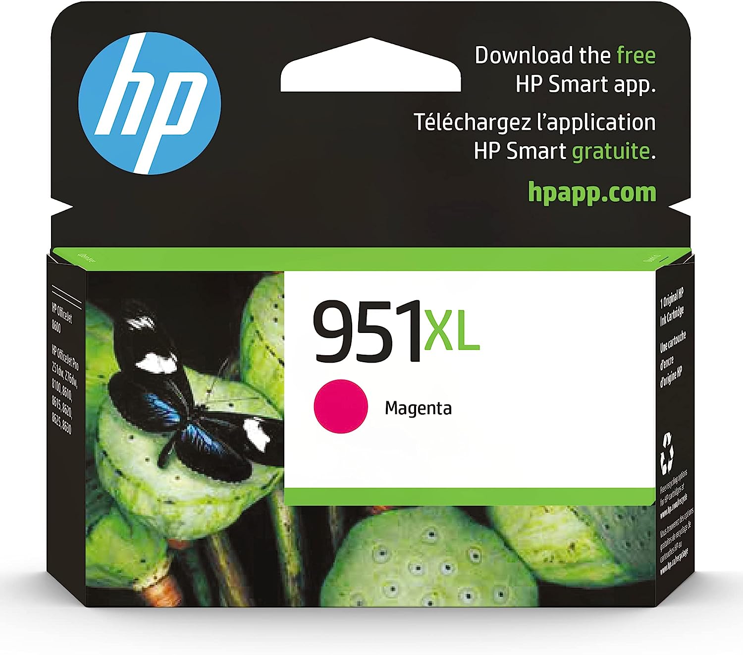 HP 951XL Magenta High-yield Ink Cartridge | Works with HP OfficeJet 8600, HP OfficeJet Pro 251dw, 276dw, 8100, 8610, 8620, 8630 Series | Eligible for Instant Ink | CN047AN - Image 1
